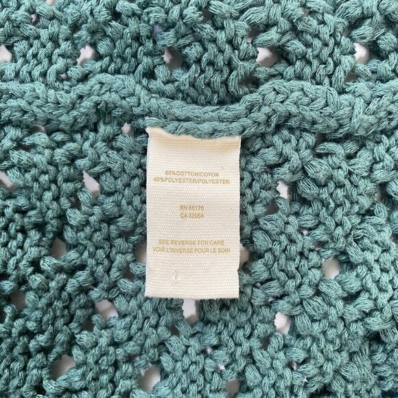 Free People Green Open Knit Crochet 2 Button Top, Size XS #343 - Picture 9 of 11